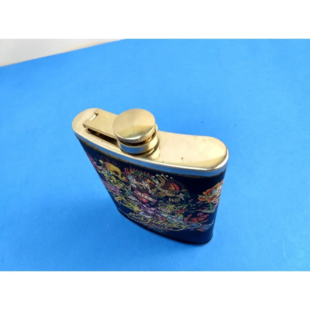 Ed Hardy Beautiful Ghost 7oz Stainless Steel Contoured Flask Christian Audigier